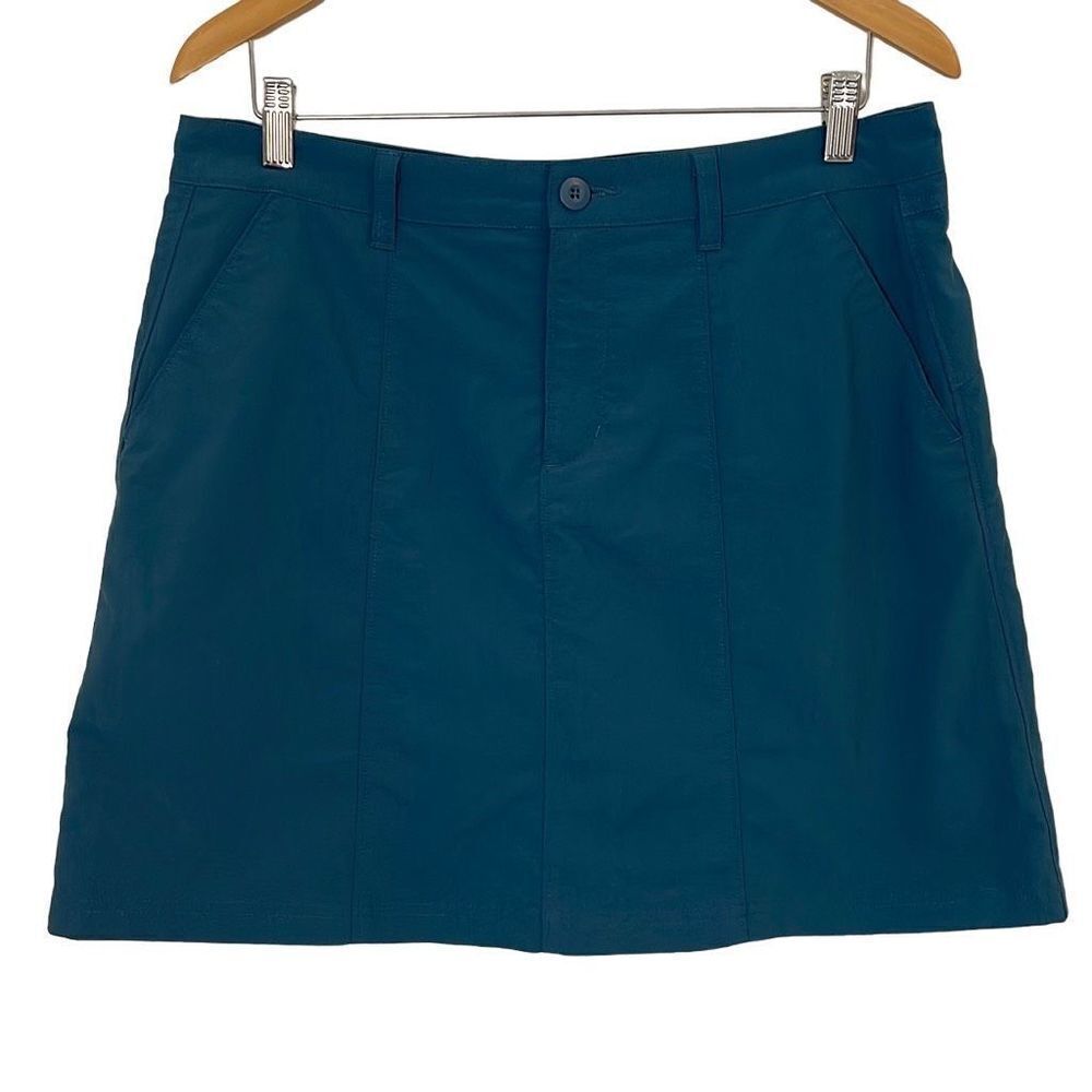Patagonia Womens Mini Skort Inner Shorts Multiple Pocket Front Zip Teal Size 10